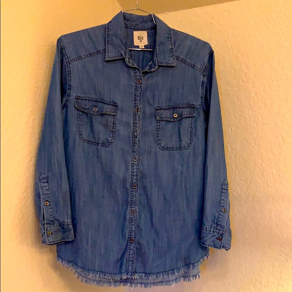 Billabong Frayed Bottom Demin Button Up! - image 1